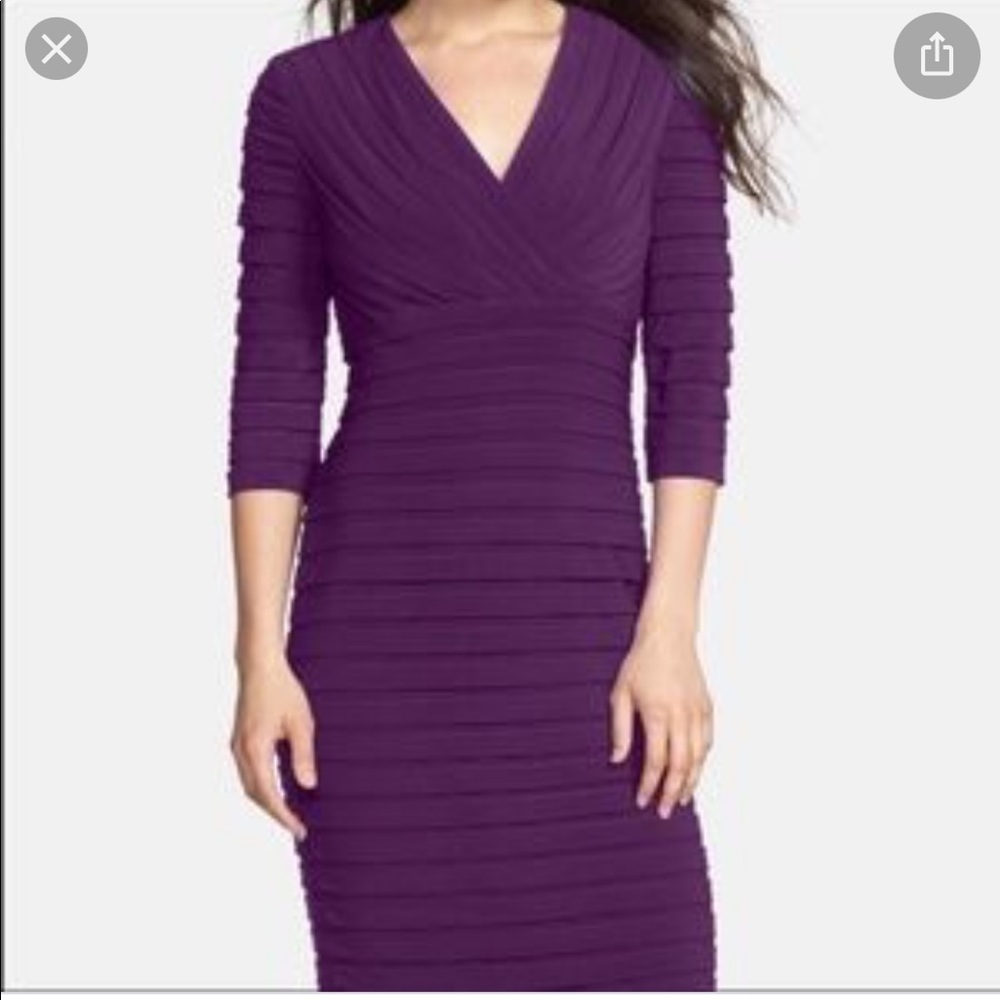 Adrianna Papell Purple Bodycon Banded Dress Size 12